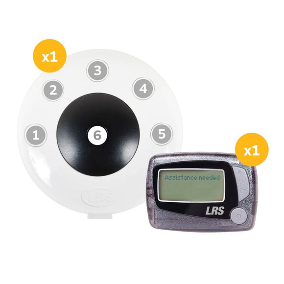 Push-for-Service Pager System Kit with 1 Pager and PRONTO 6-Button Transmitter by Long Range Systems