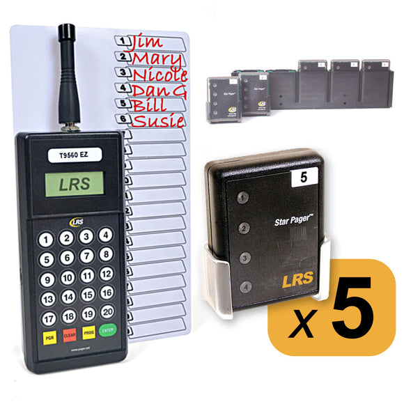 5 Server Pager Restaurant Pager Kit KIT-STAFF5 by Long Range Systems